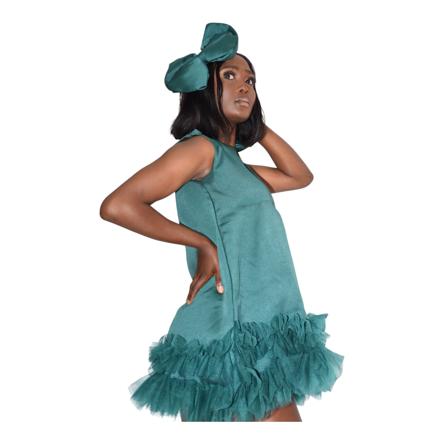 Afritude Short Gown Fine Fabric Green Large