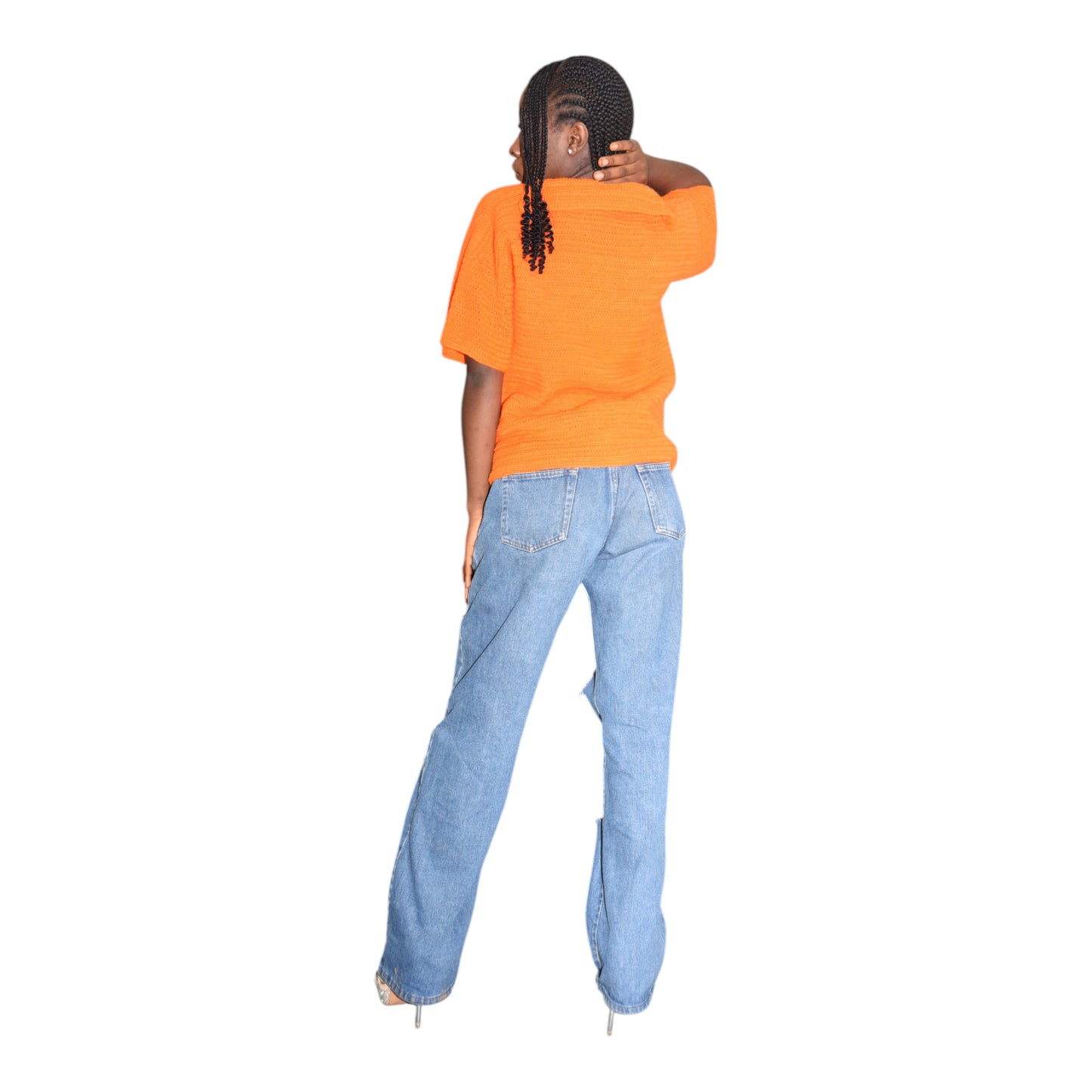 Crochet Female Polo Wool Orange Large