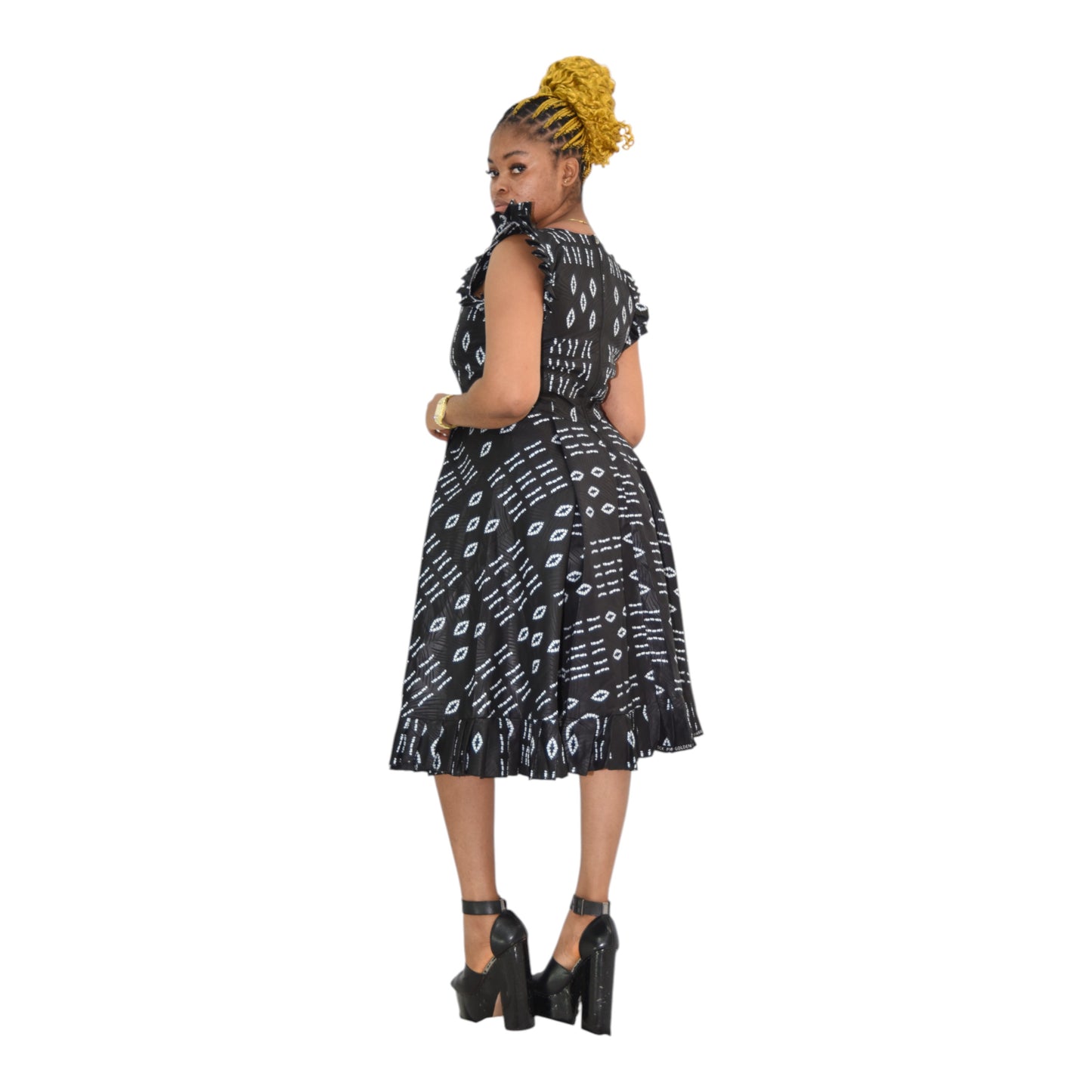 Afritude Long Gown Fine Fabric Black Floral 2 Extra Large