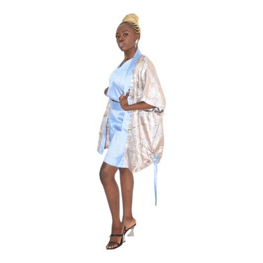 Afritude Female Complete Fine Fabric Blue Large – handmade African luxury set