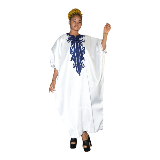Afritude Long Gown Fine Fabric White 3 Extra Large – handmade African luxury dress