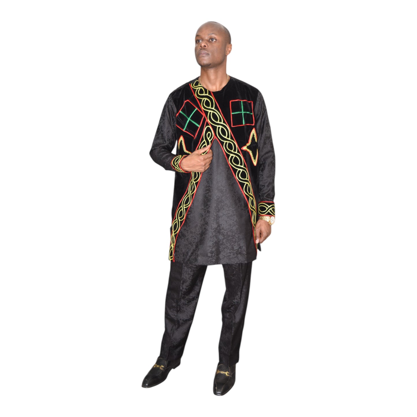 Black fine fabric Up & Down set – sustainable handmade African fashion