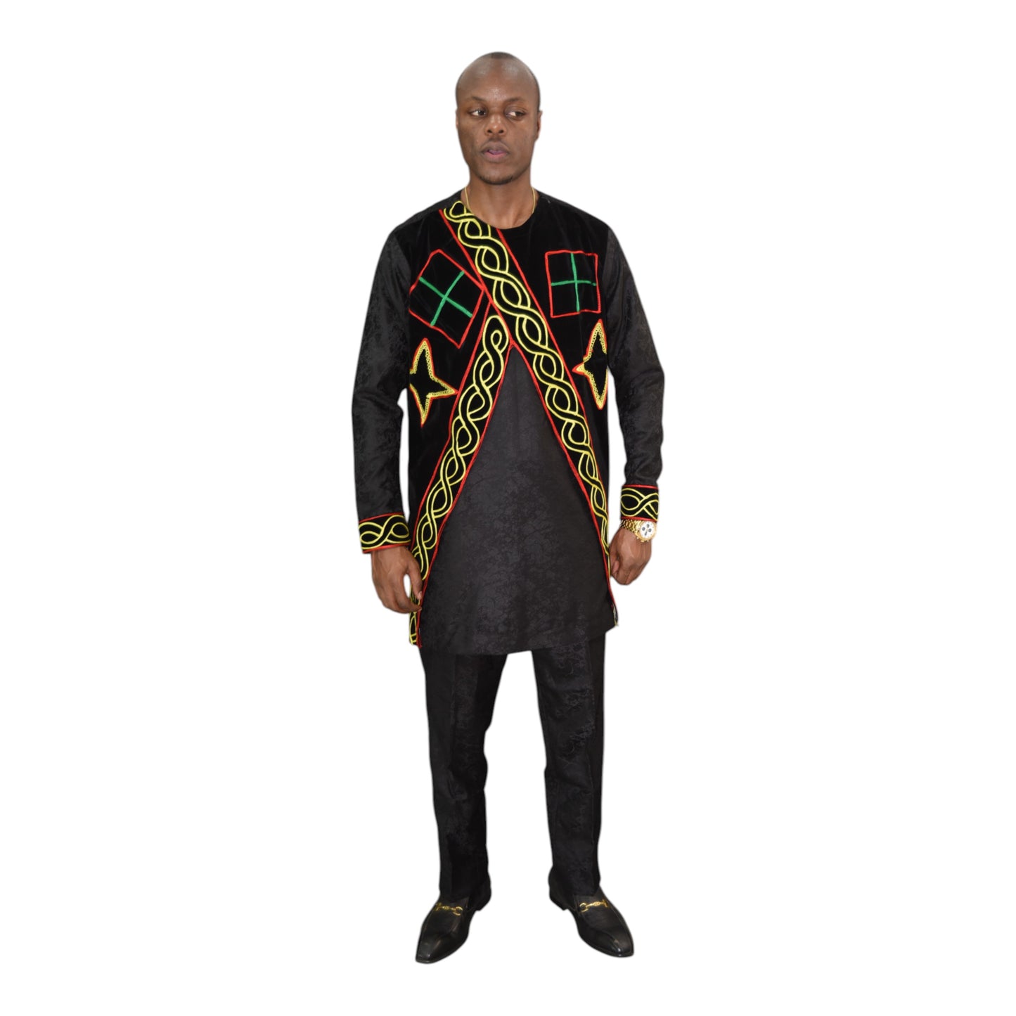 Contri Dress Up & Down Fine Fabric Black 3 Extra Large – African luxury two-piece set