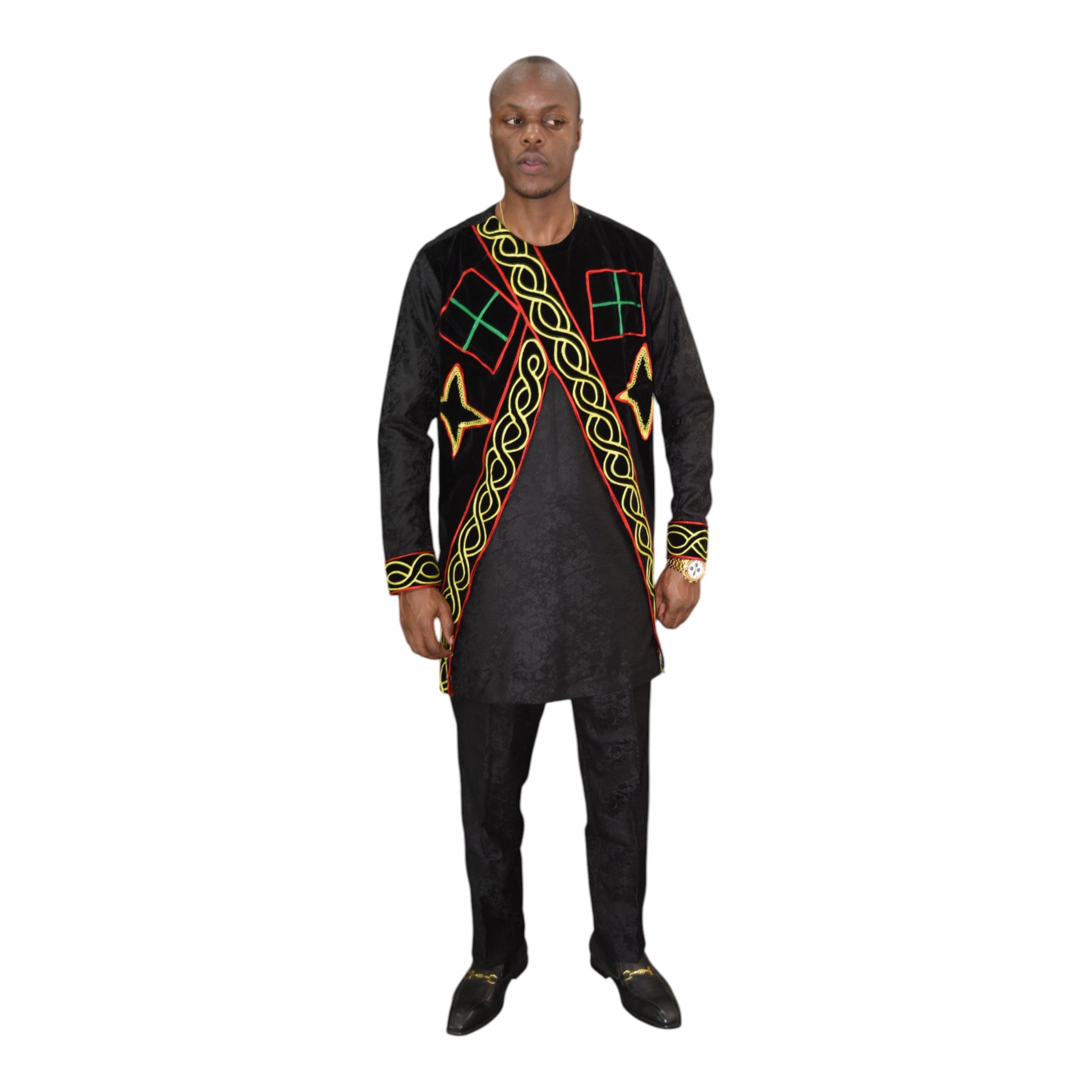 Contri Dress Up & Down Fine Fabric Black 3 Extra Large – African luxury two-piece set