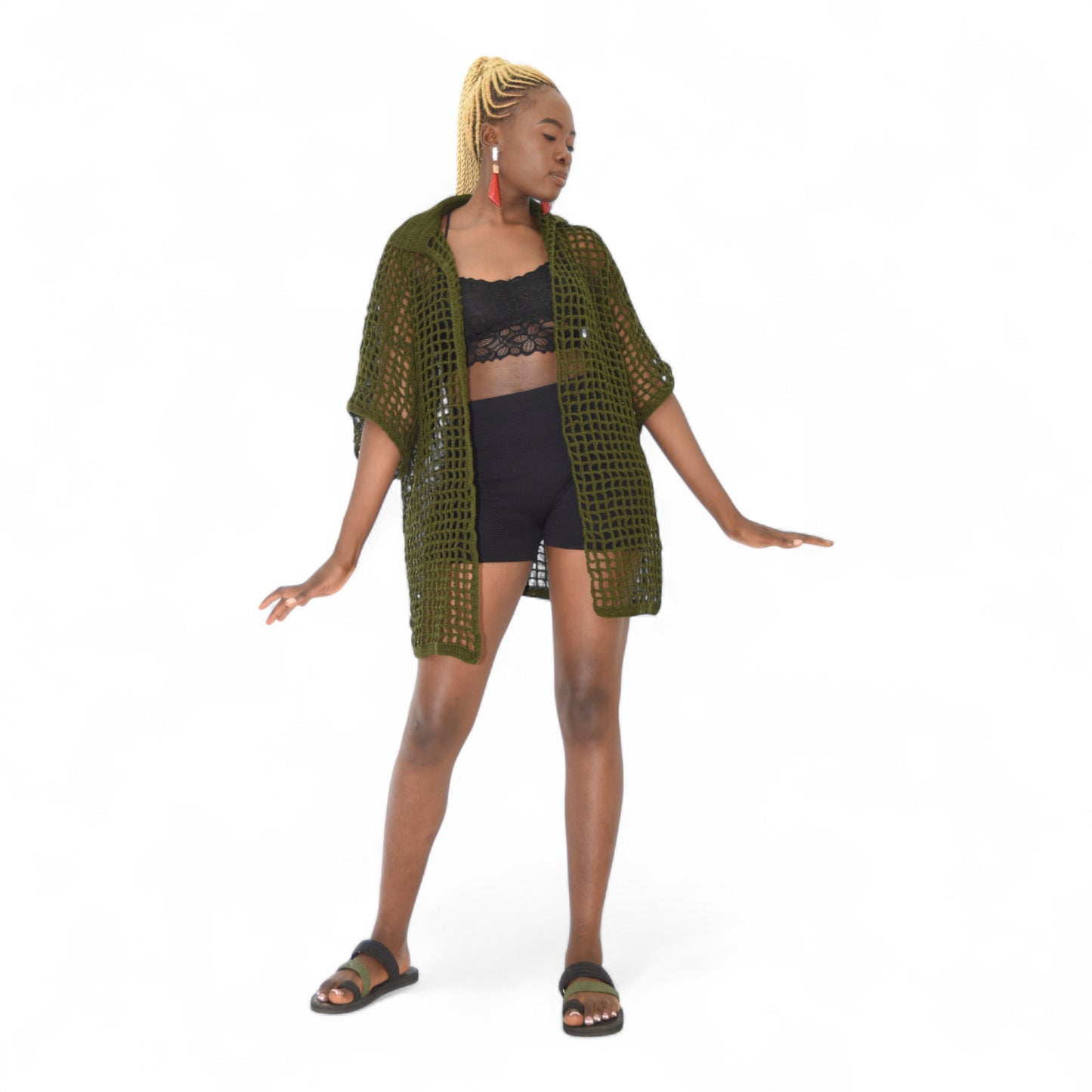 Crochet Female Jacket Wool Green 2 Extra Large – African handmade women’s wear