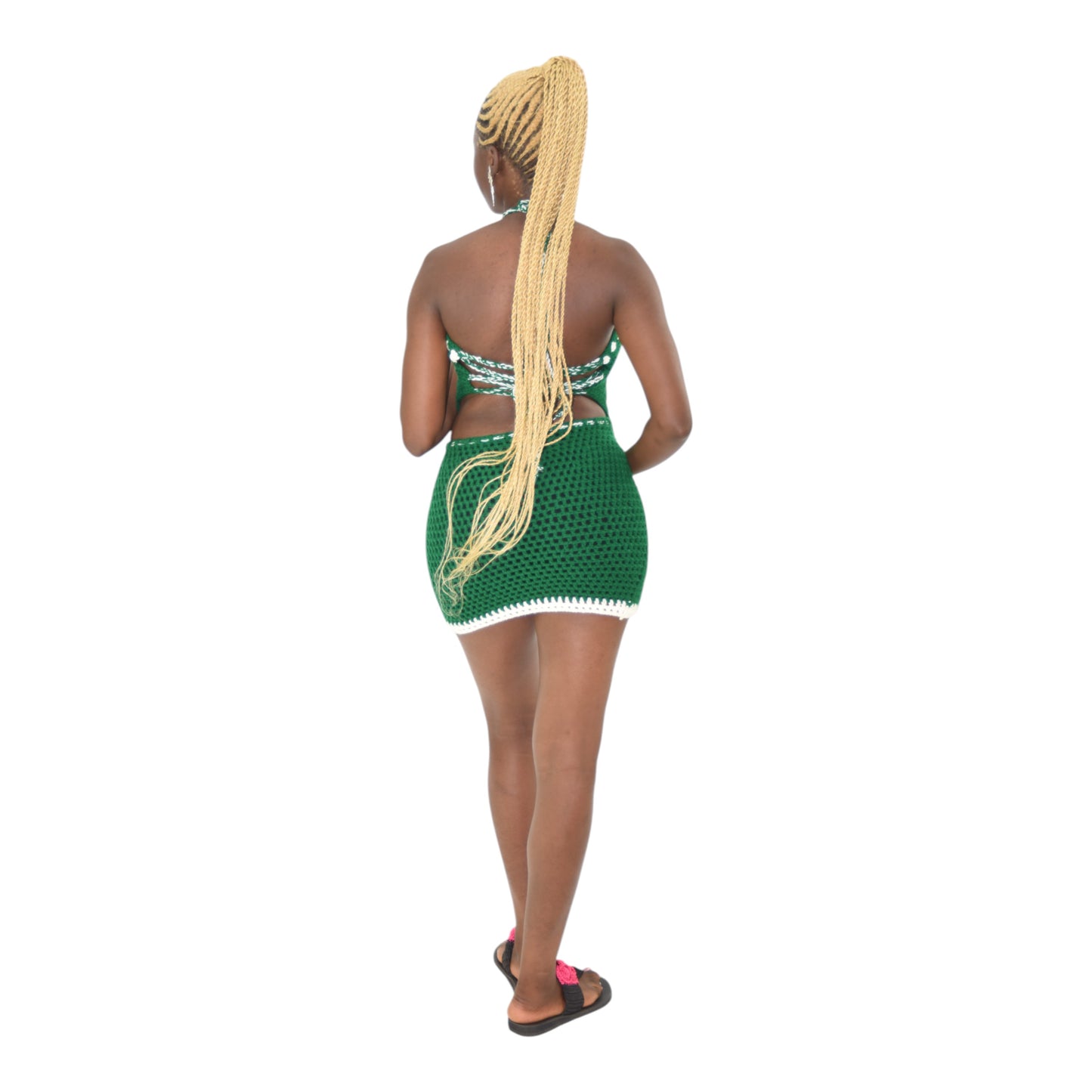 Crochet 2 Peace Set Wool Green Large