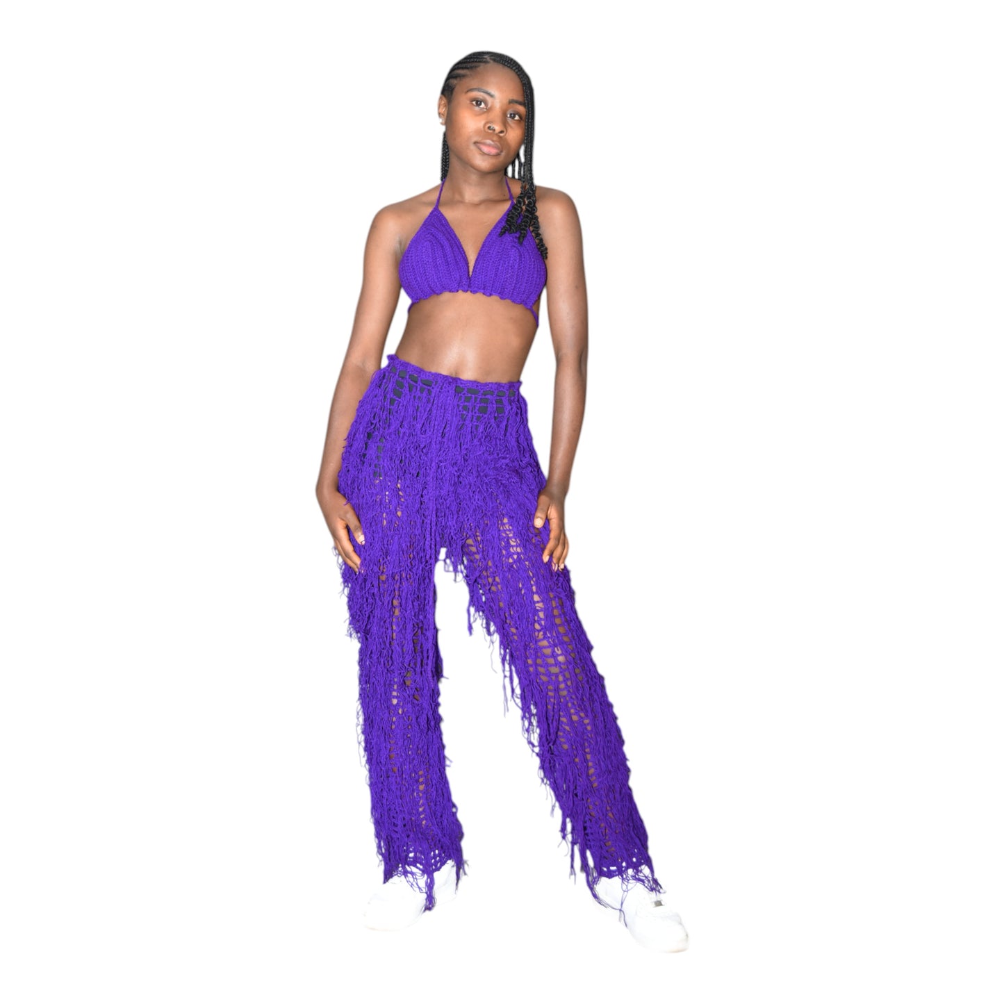 Crochet 2 Peace Set Wool Blue Medium