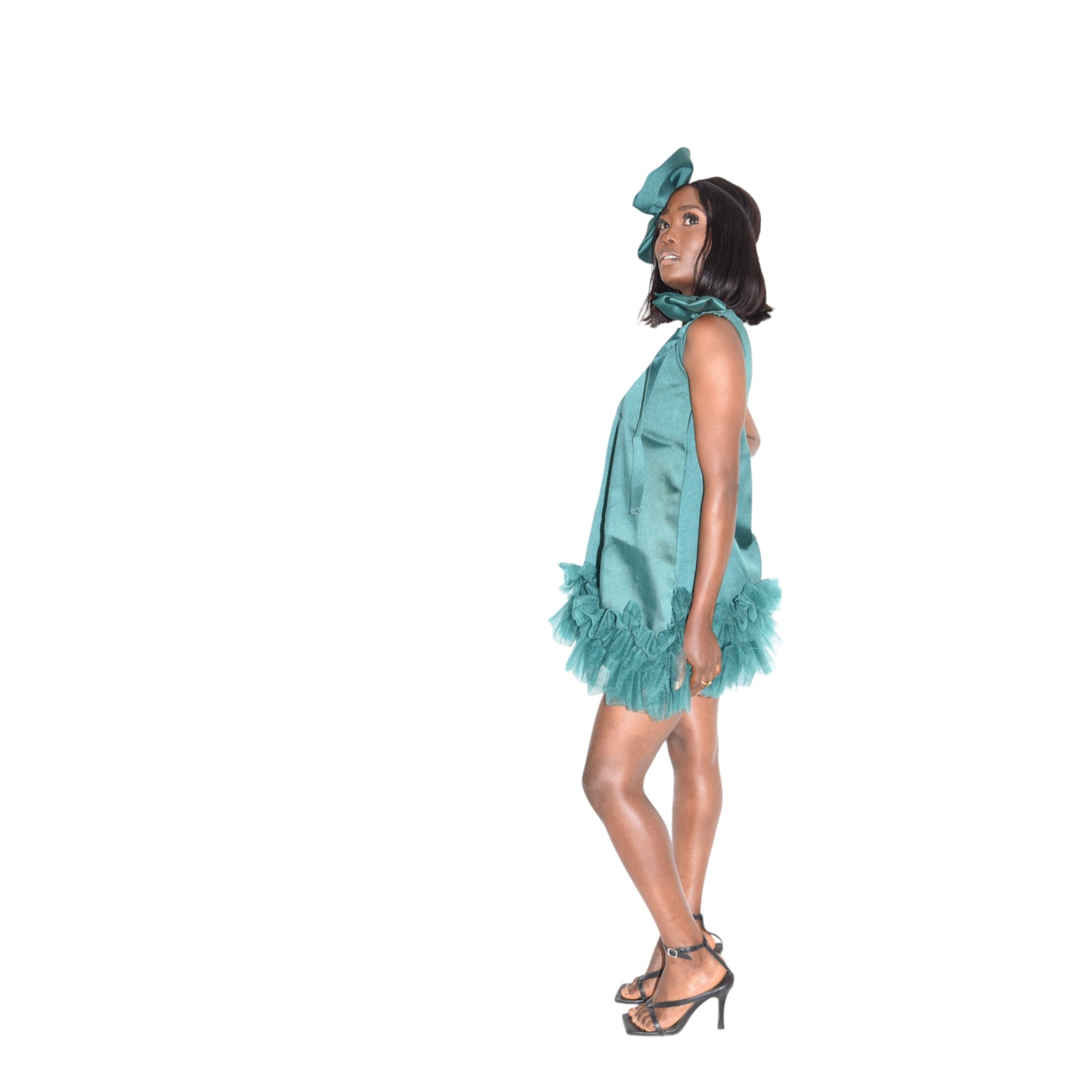 Afritude Short Gown Fine Fabric Green Large