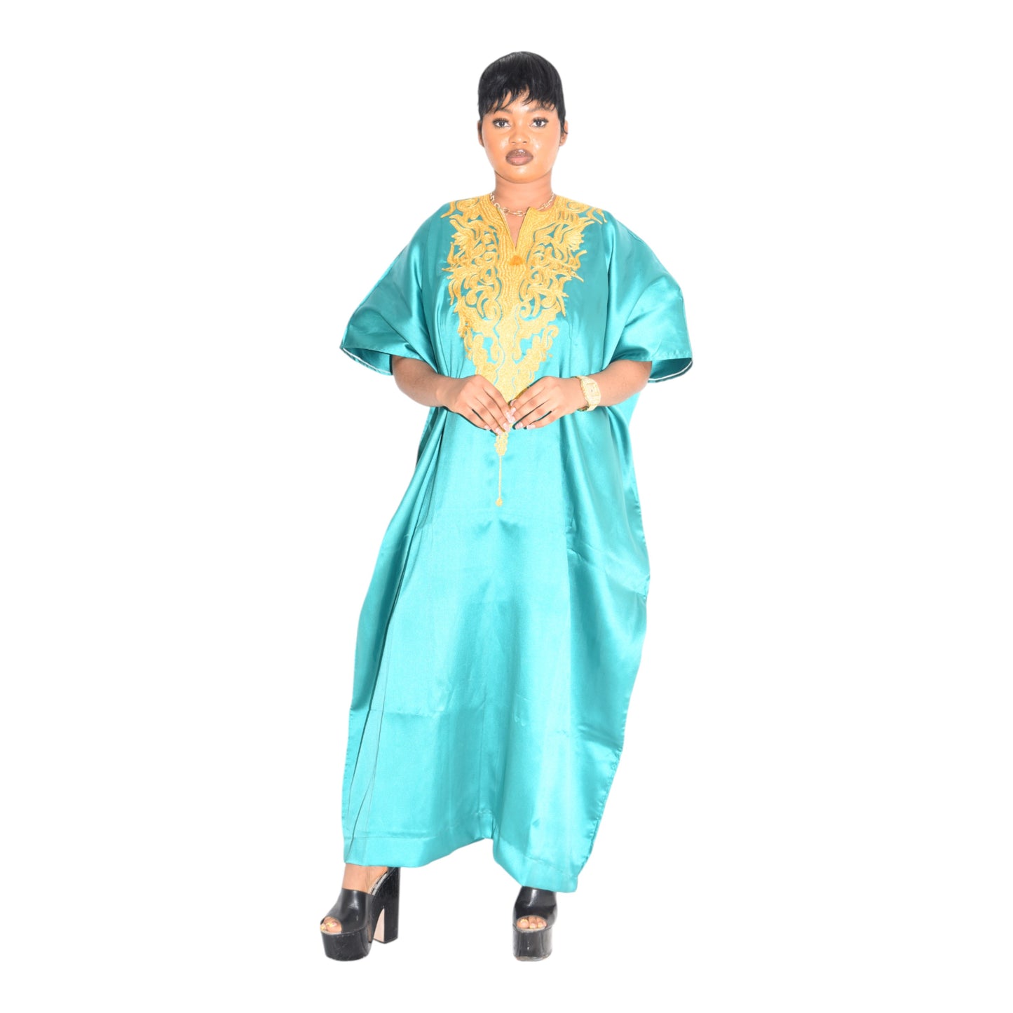 Afritude Long Gown Fine Fabric Green 3 Extra Large