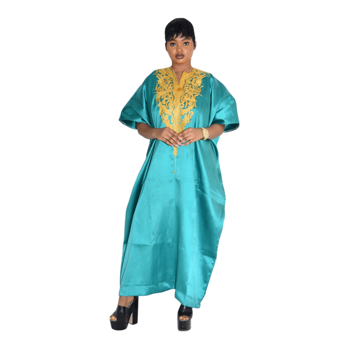 Afritude Long Gown Fine Fabric Green 3 Extra Large