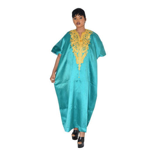 Afritude Long Gown Fine Fabric Green 3 Extra Large