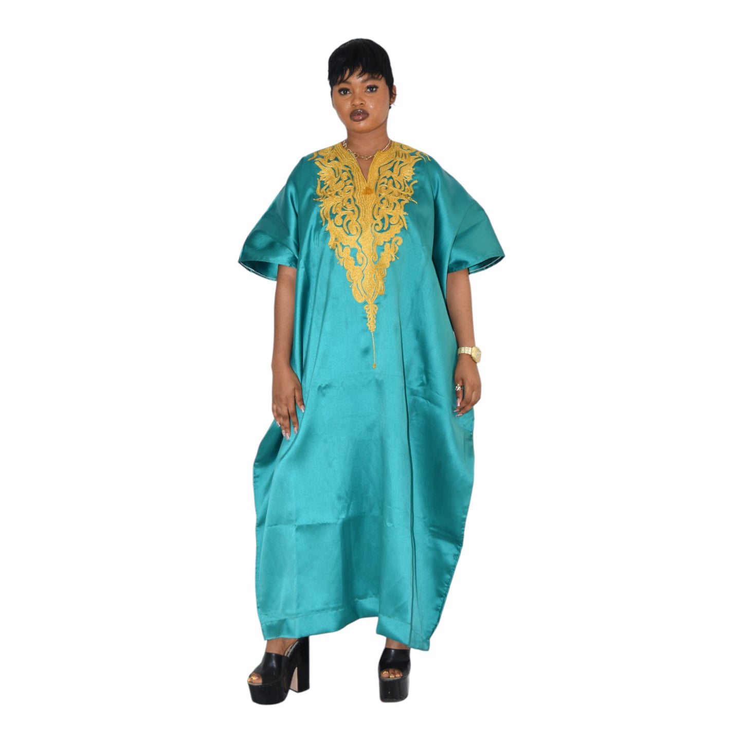 Afritude Long Gown Fine Fabric Green 3 Extra Large