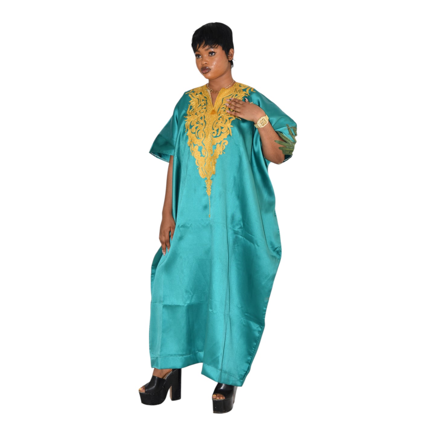 Afritude Long Gown Fine Fabric Green 3 Extra Large