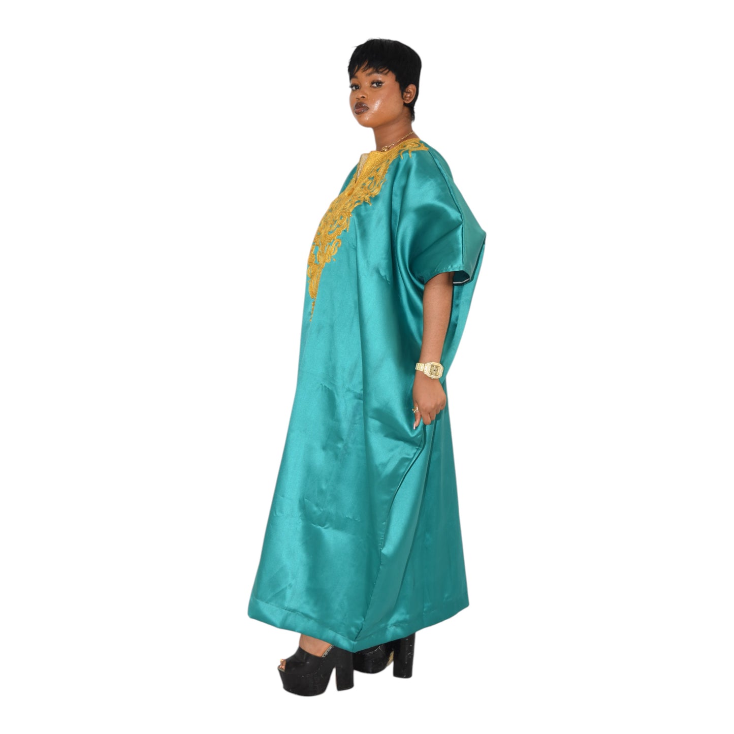 Afritude Long Gown Fine Fabric Green 3 Extra Large