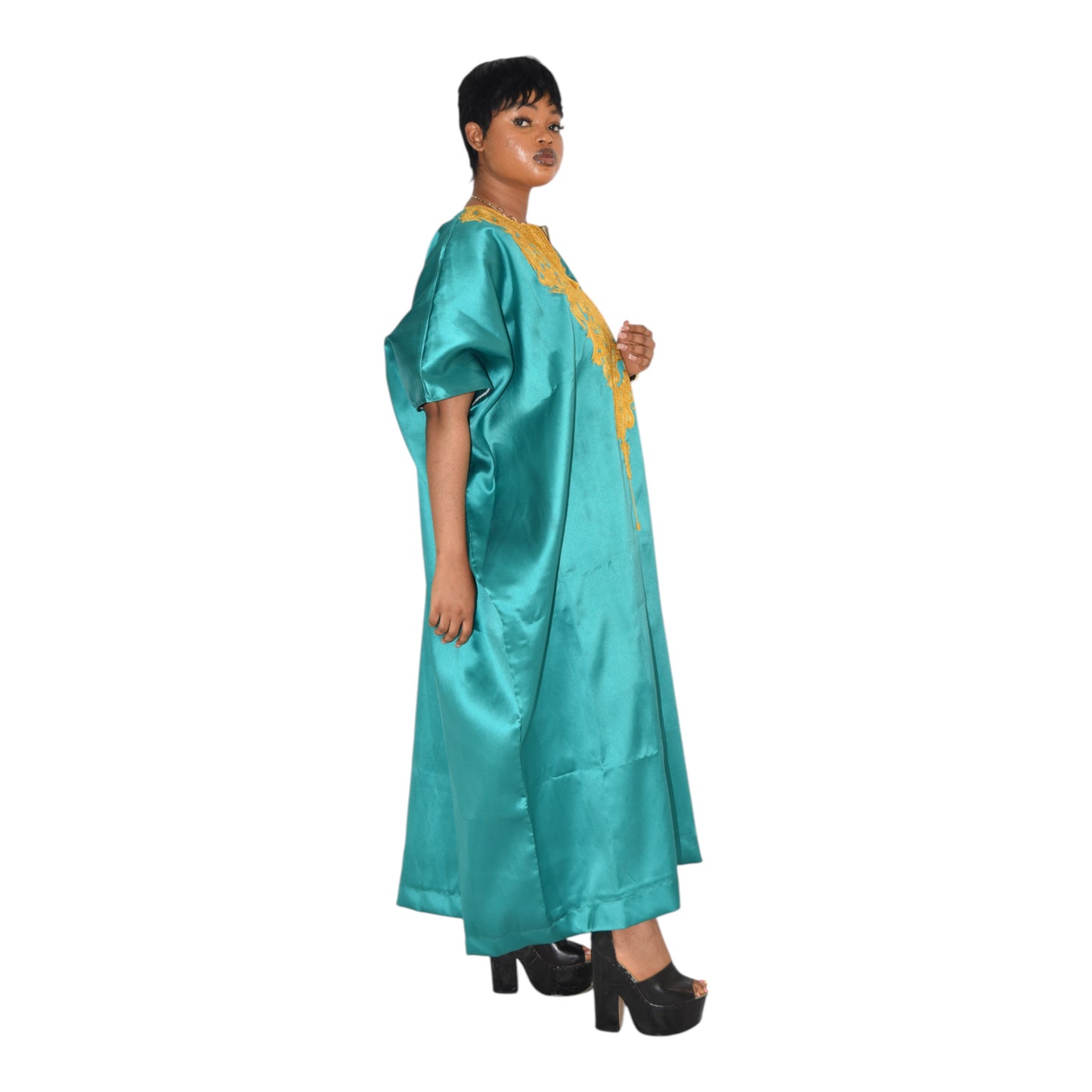 Afritude Long Gown Fine Fabric Green 3 Extra Large