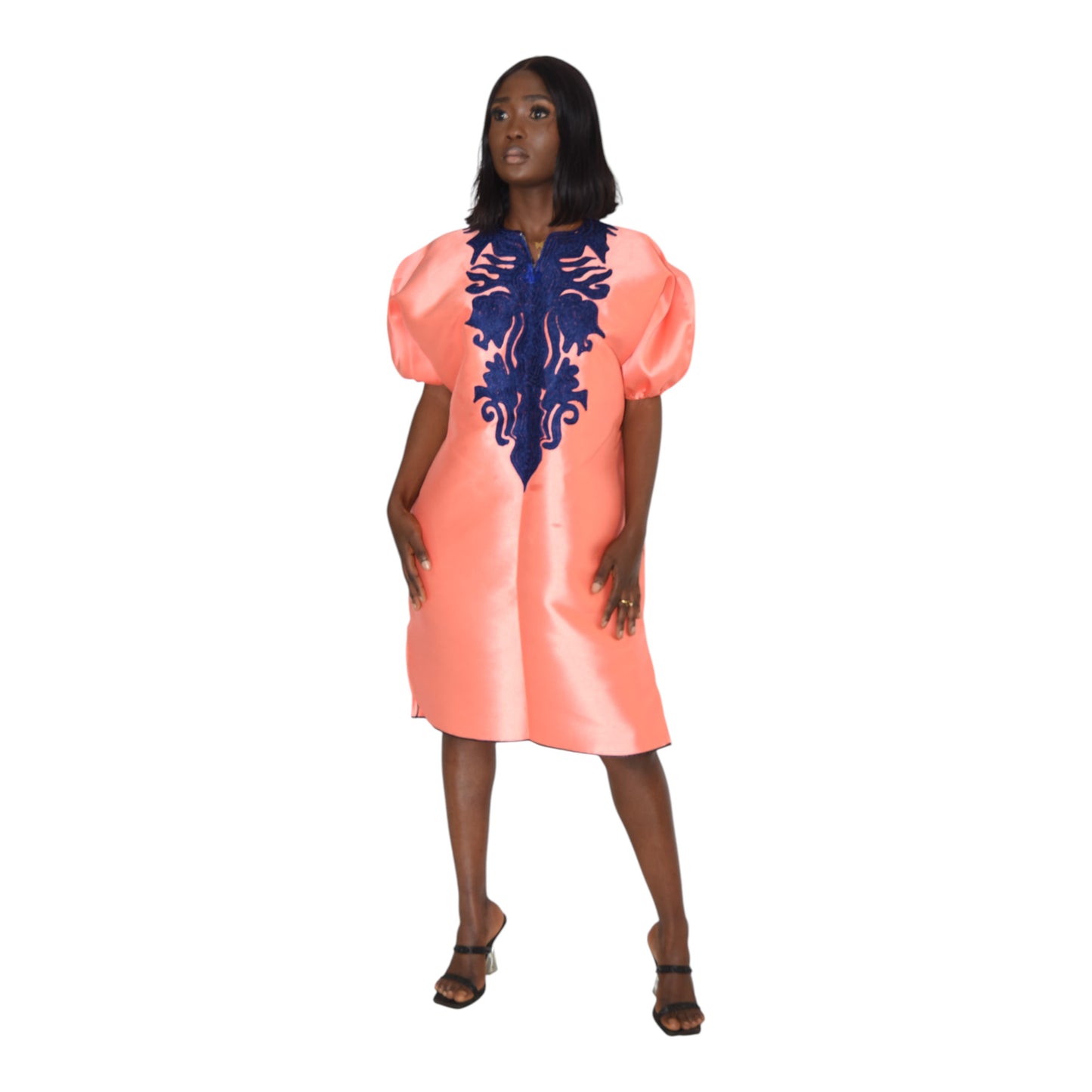 Afritude Short Gown Fine Fabric Pink 2 Extra Large