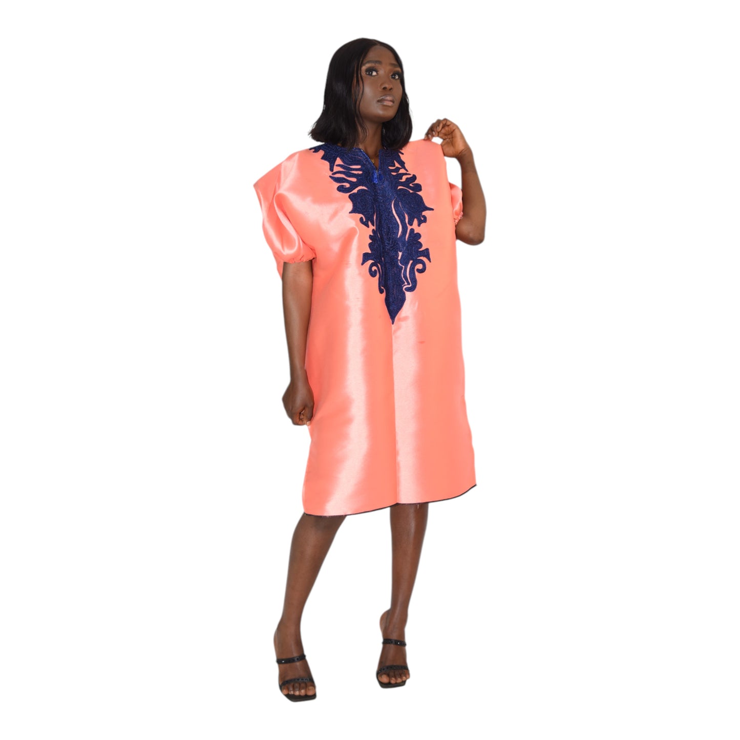 Afritude Short Gown Fine Fabric Pink 2 Extra Large