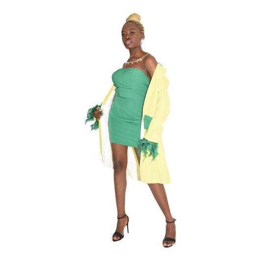 Afritude Female Complete Fine Fabric Green & Yellow Extra Large