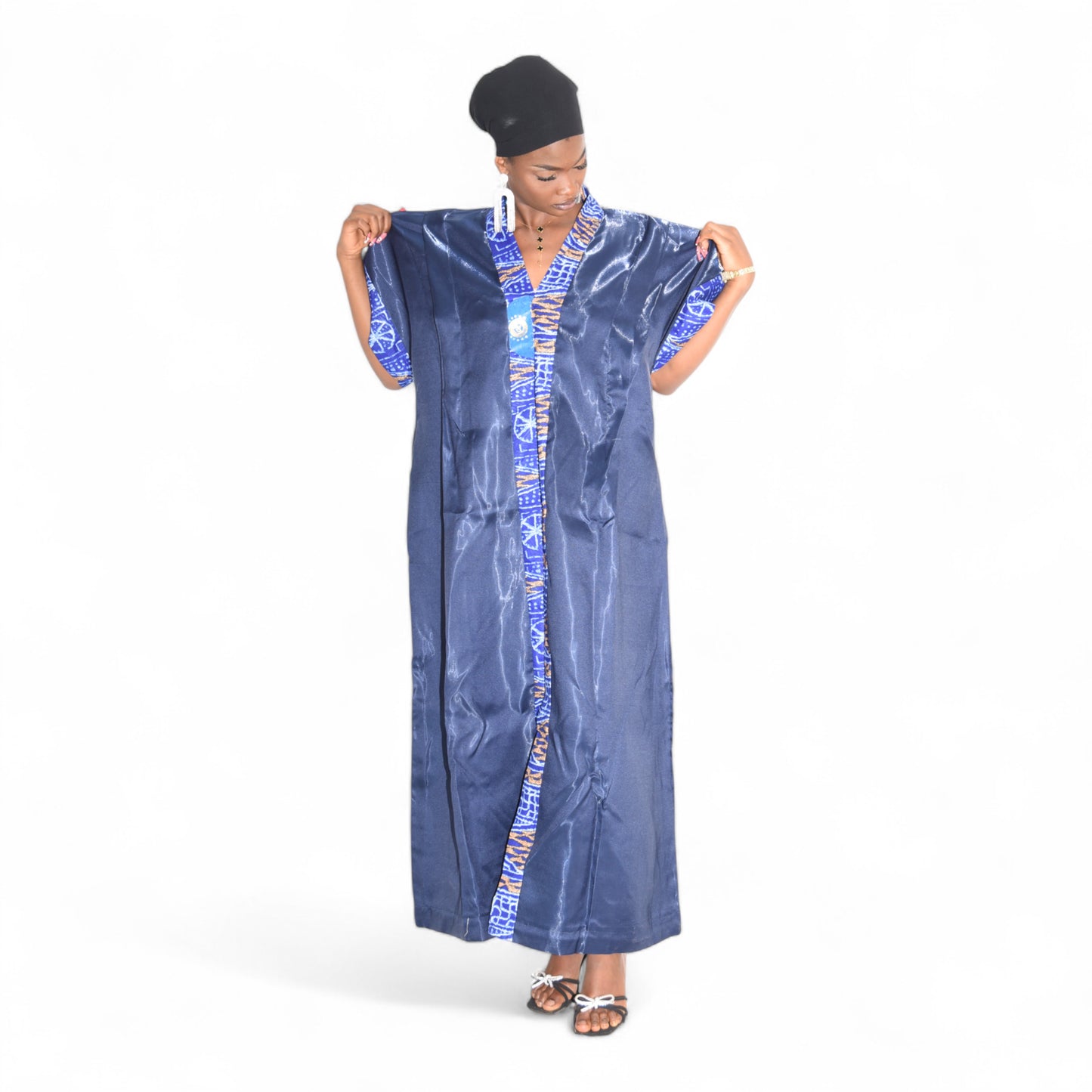 Contri Dress Long Gown Fine Fabric Blue 2 Extra Large