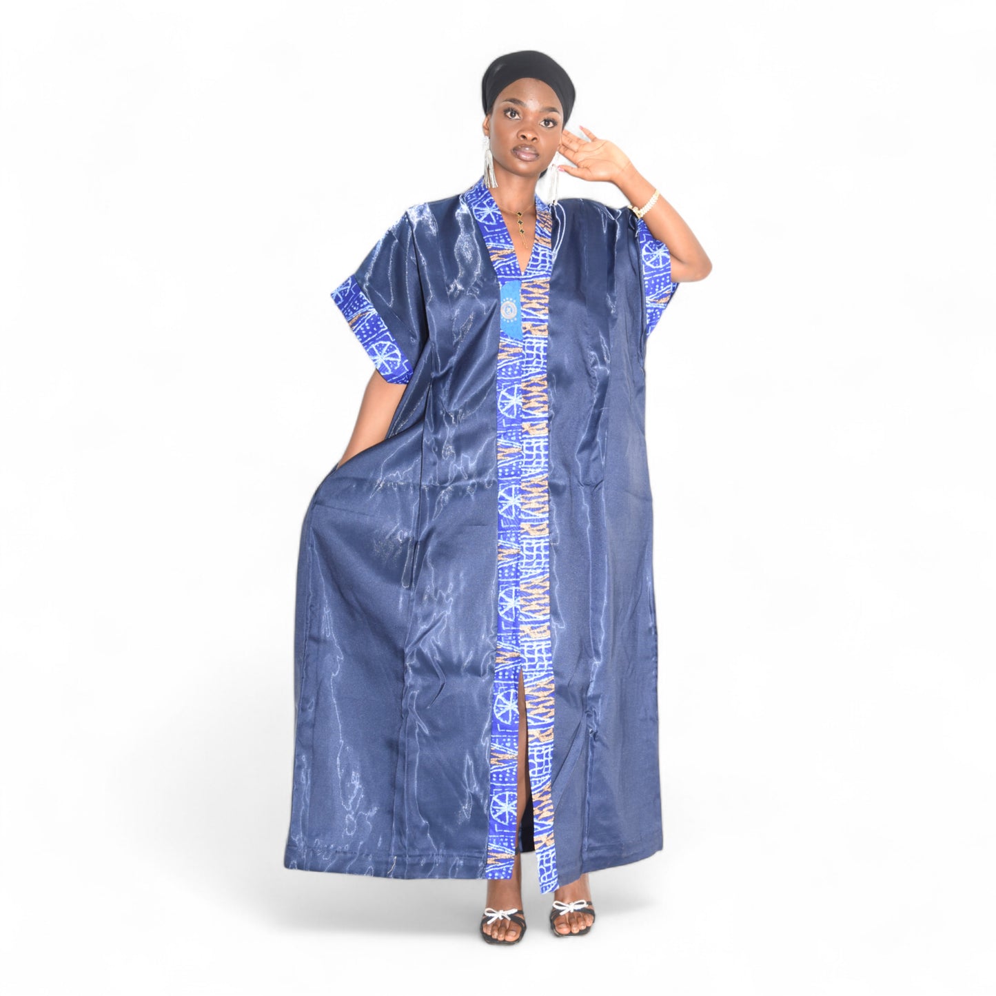 Contri Dress Long Gown Fine Fabric Blue 2 Extra Large