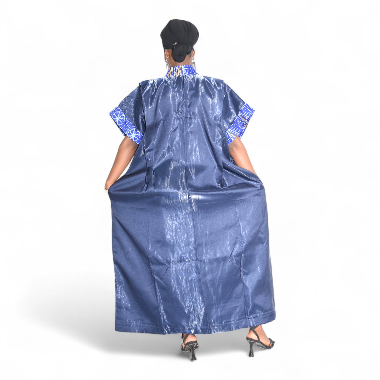 Contri Dress Long Gown Fine Fabric Blue 2 Extra Large