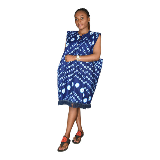 Afritude Top Fine Fabric Blue Floral 3 Extra Large