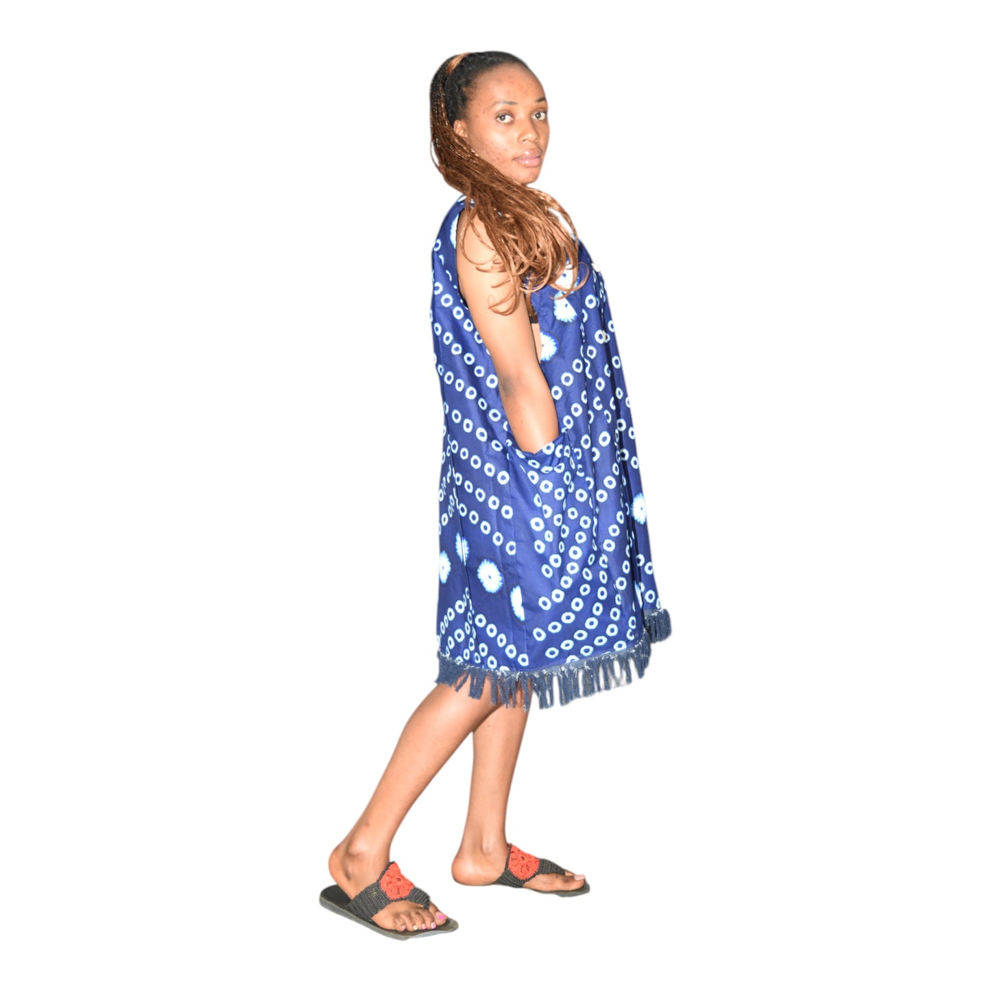 Afritude Top Fine Fabric Blue Floral 3 Extra Large