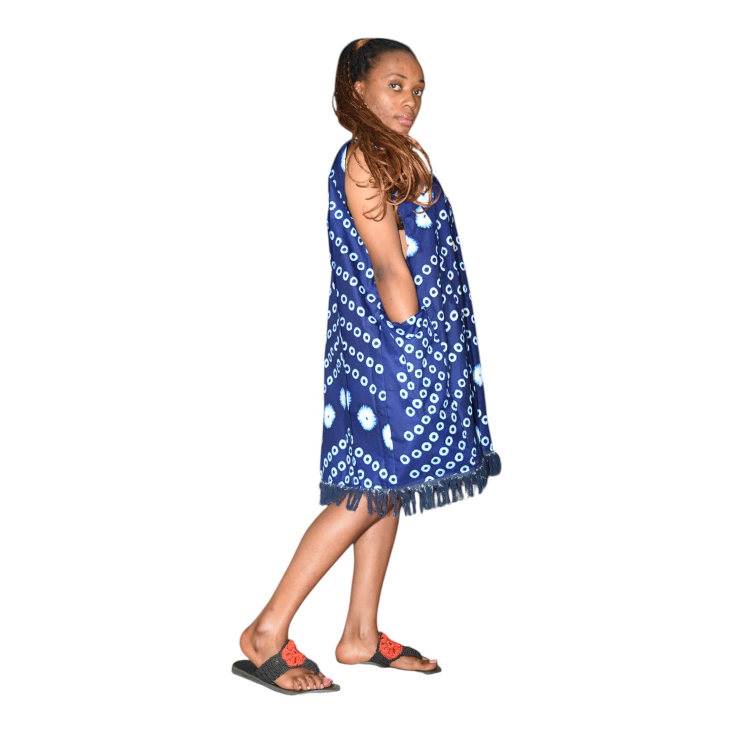 Afritude Top Fine Fabric Blue Floral 3 Extra Large