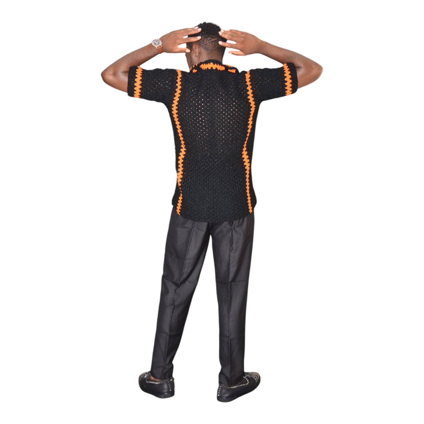 Crochet Shirt Wool Black Extra Large