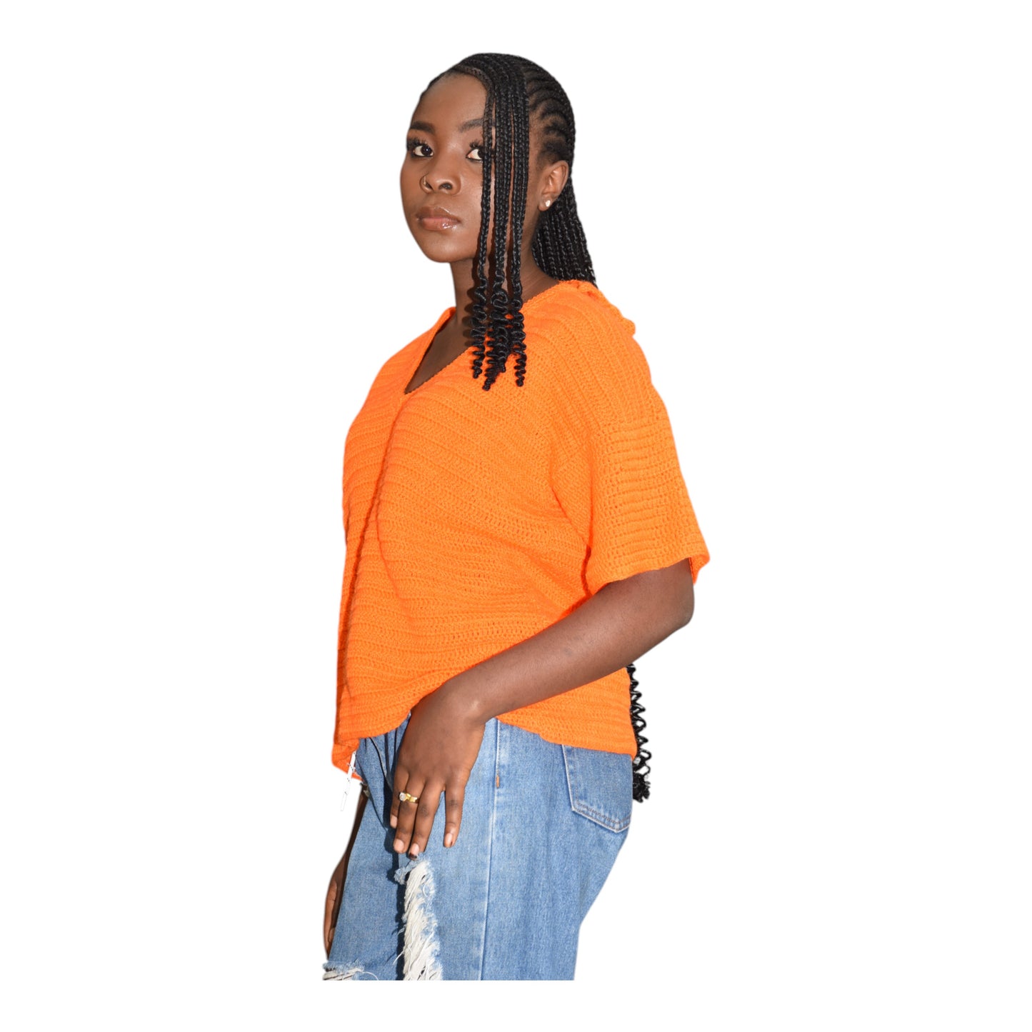 Crochet Female Polo Wool Orange Large