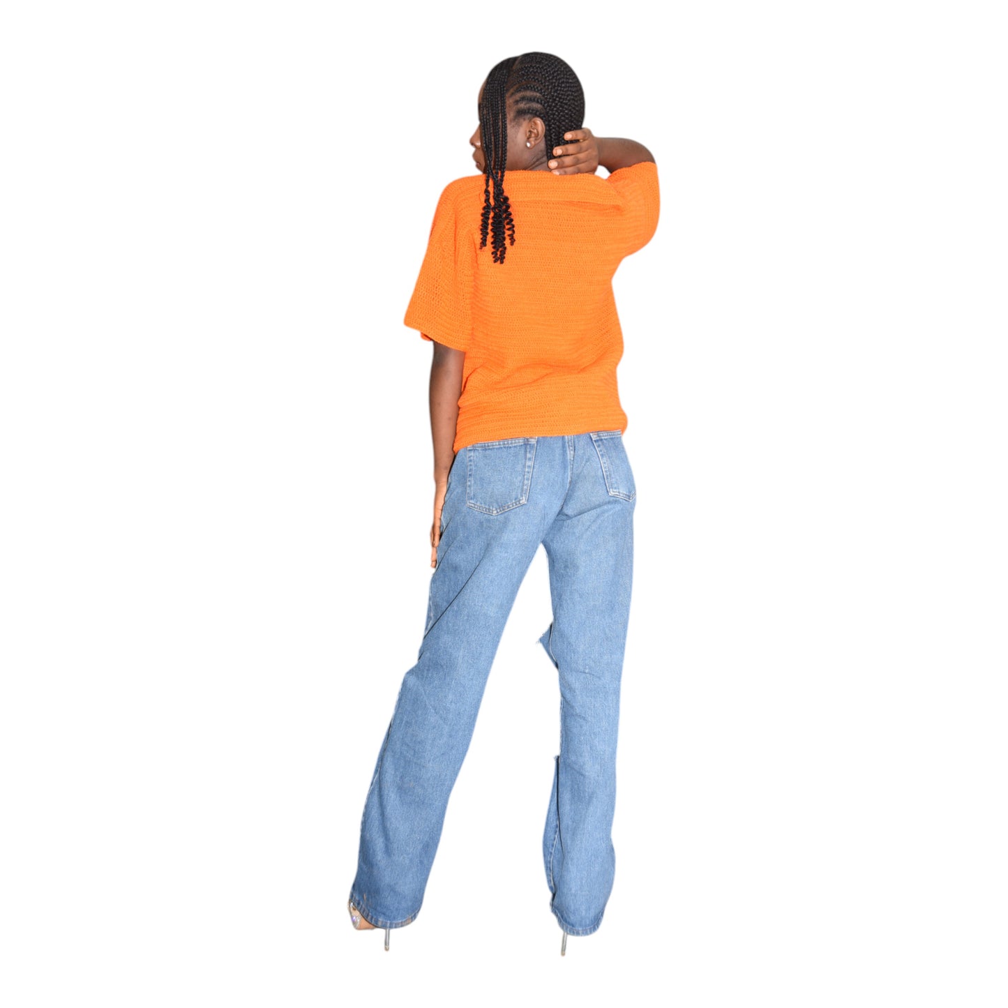 Crochet Female Polo Wool Orange Large