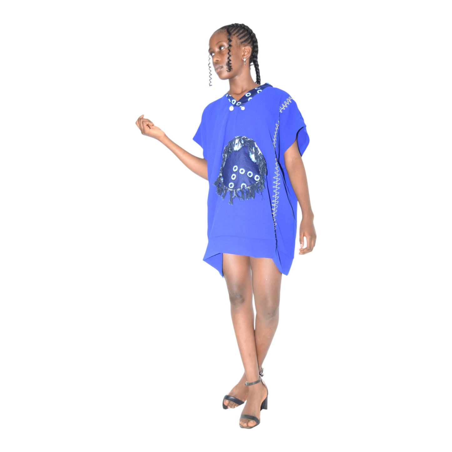 Afritude Short Gown Fine Fabric Blue Medium