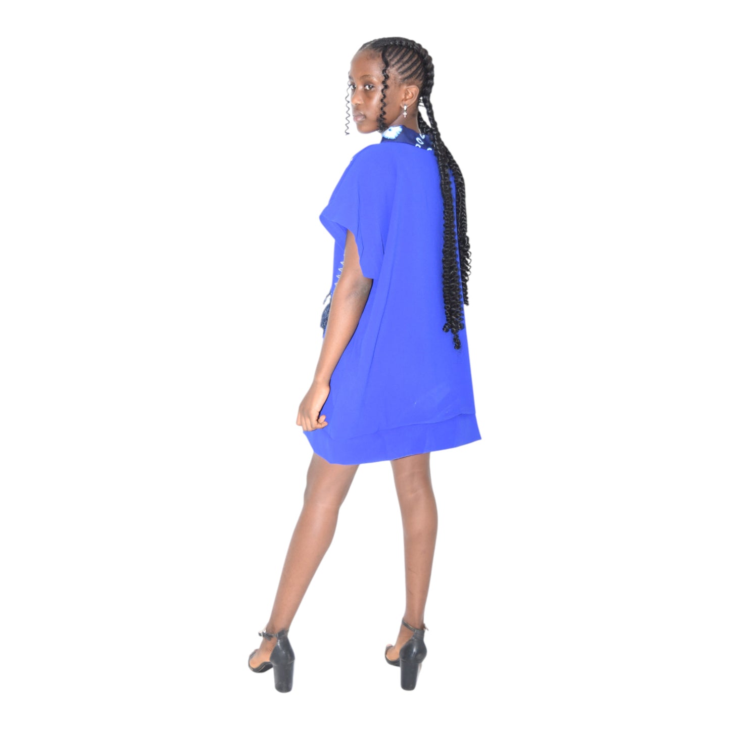 Afritude Short Gown Fine Fabric Blue Medium