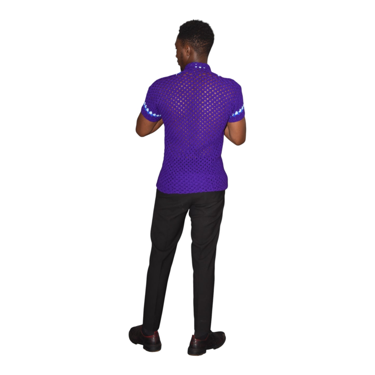 Crochet Shirt Wool Blue Large