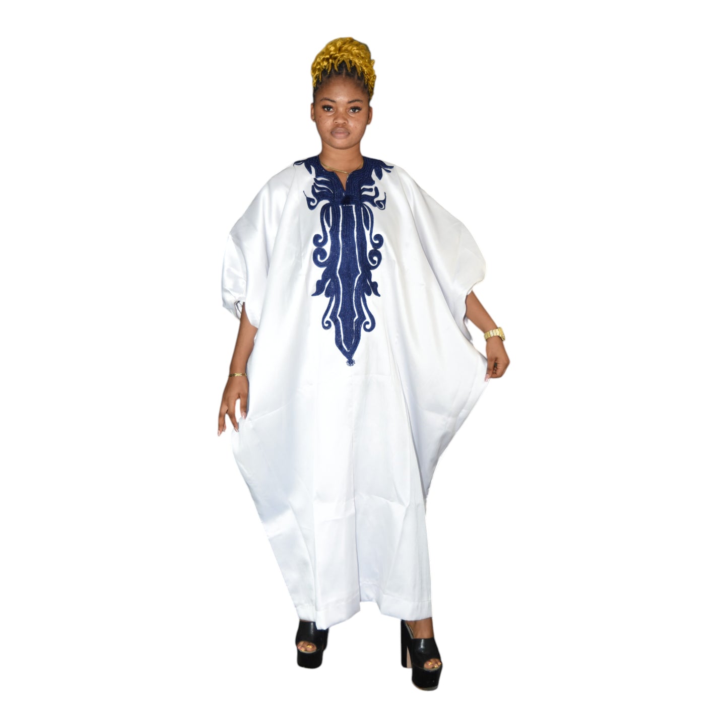 Afritude Long Gown Fine Fabric White 3 Extra Large