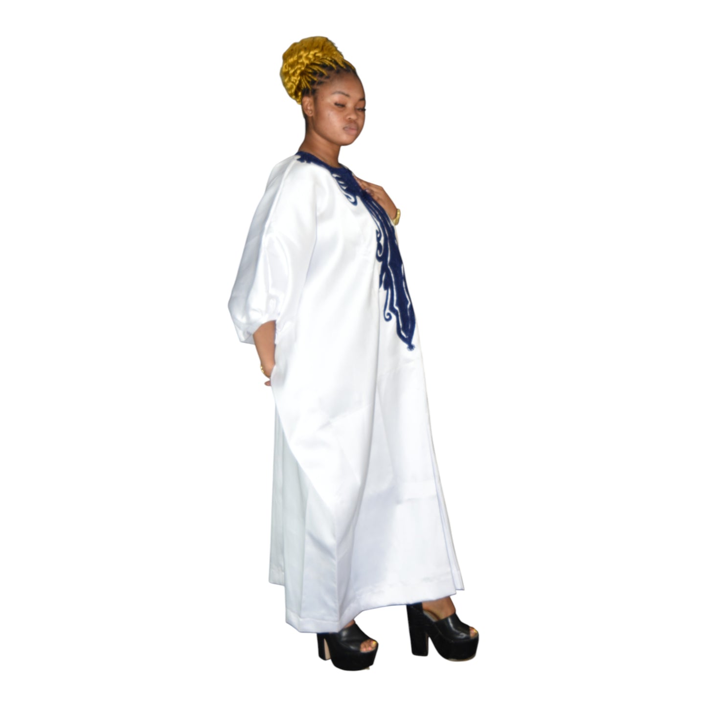Afritude Long Gown Fine Fabric White 3 Extra Large