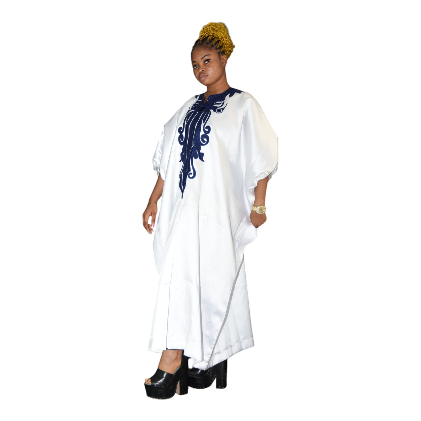 Afritude Long Gown Fine Fabric White 3 Extra Large