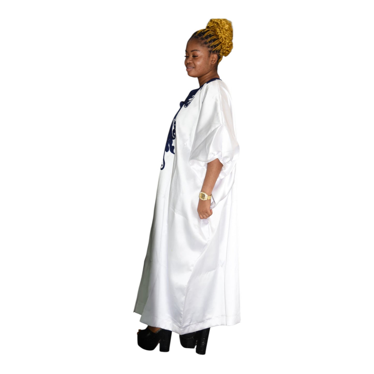 Afritude Long Gown Fine Fabric White 3 Extra Large