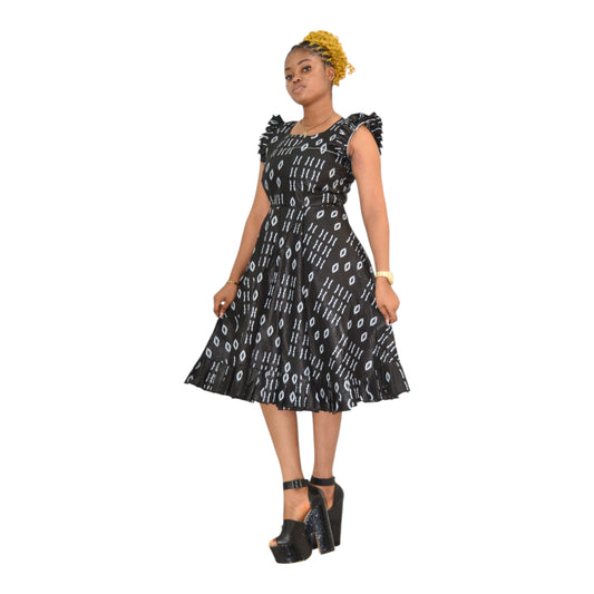 Afritude Long Gown Fine Fabric Black Floral 2 Extra Large