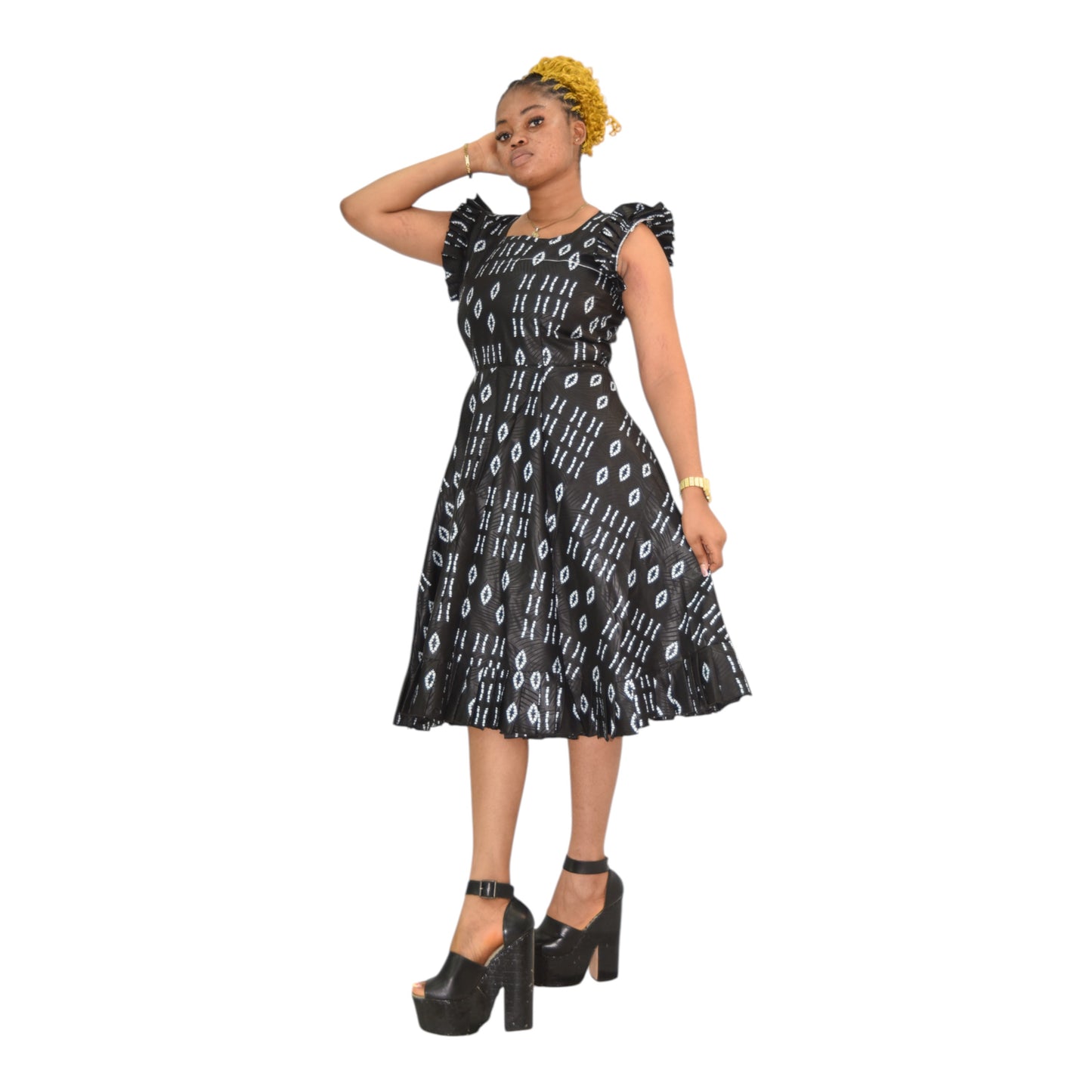 Afritude Long Gown Fine Fabric Black Floral 2 Extra Large