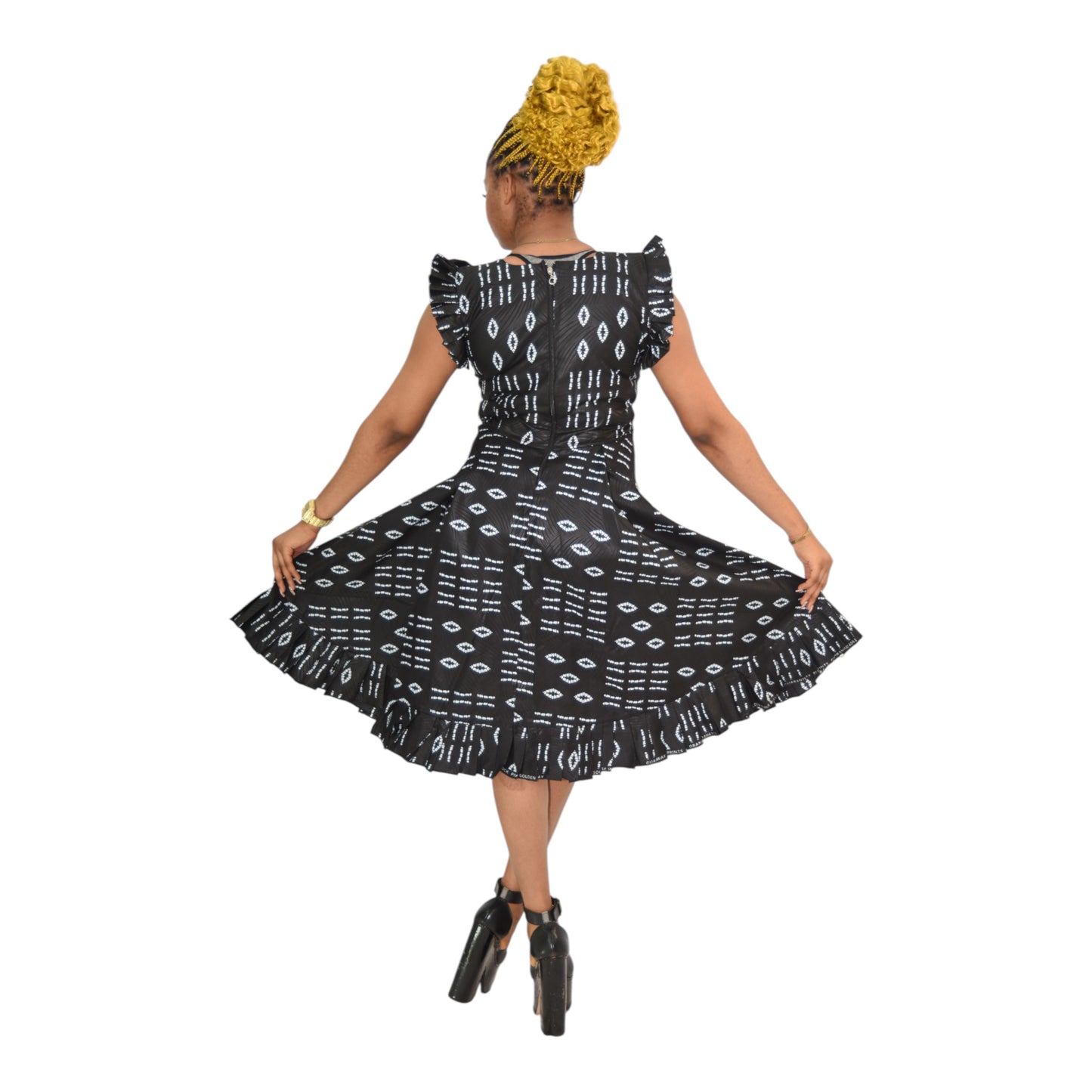 Afritude Long Gown Fine Fabric Black Floral 2 Extra Large