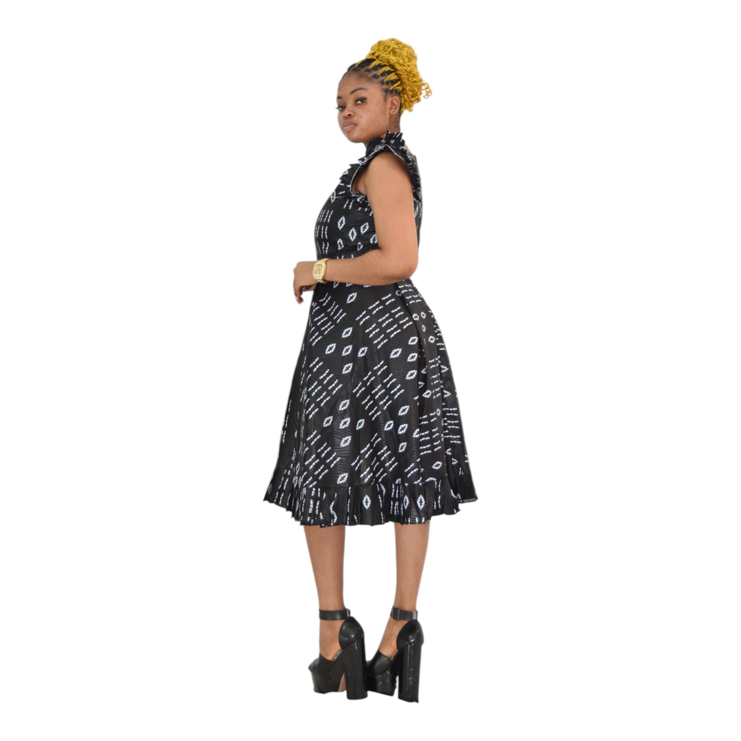 Afritude Long Gown Fine Fabric Black Floral 2 Extra Large