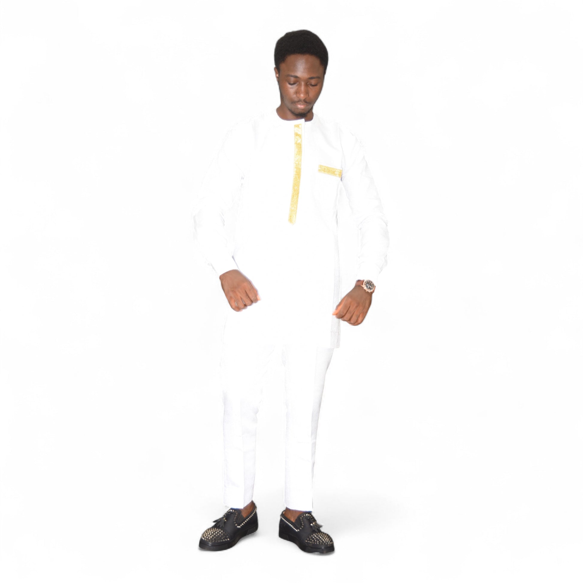 Elegant white African men’s outfit – Senator style by AfriLuxe