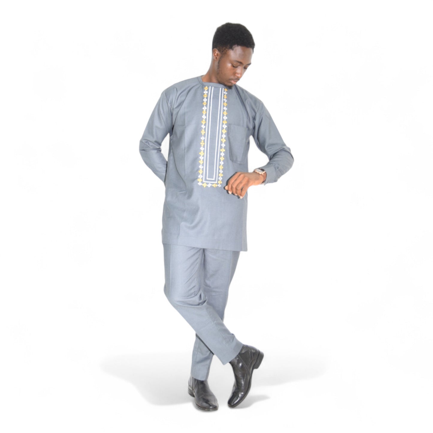 Gray large senator wear – African handmade men’s fashion by Afritude