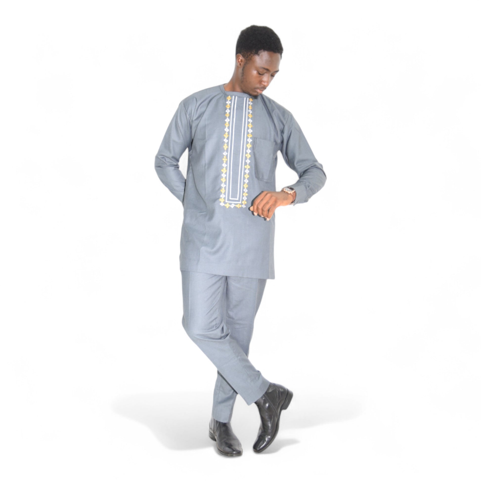 Gray large senator wear – African handmade men’s fashion by Afritude