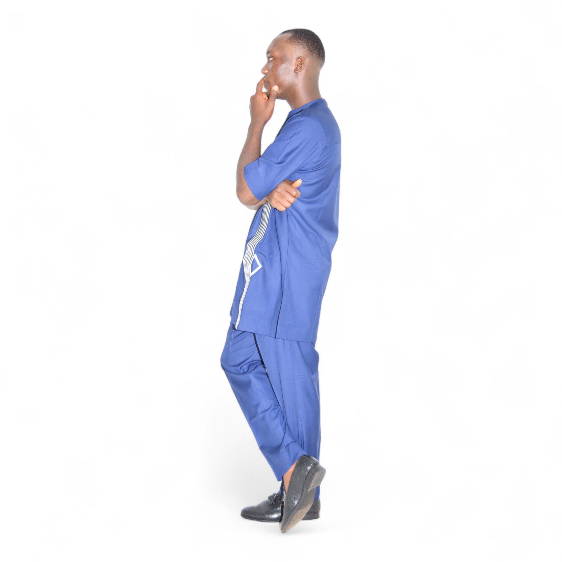 Handcrafted blue African senator outfit – fine fabric menswear