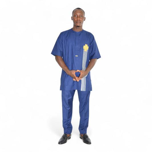 Senator Up & Down Fine Fabric Blue Large – African men’s luxury attire