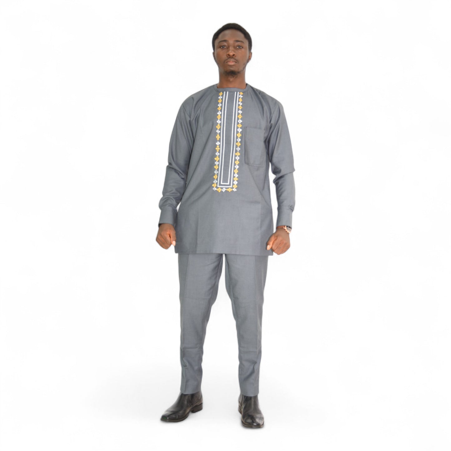 Senator Up & Down Fine Fabric Gray Large – African luxury menswear