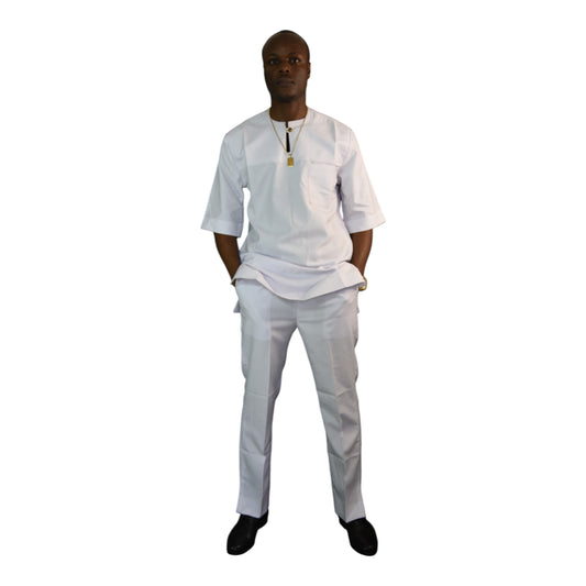 Senator Up & Down Fine Fabric White 2 Extra Large – African men’s luxury attire