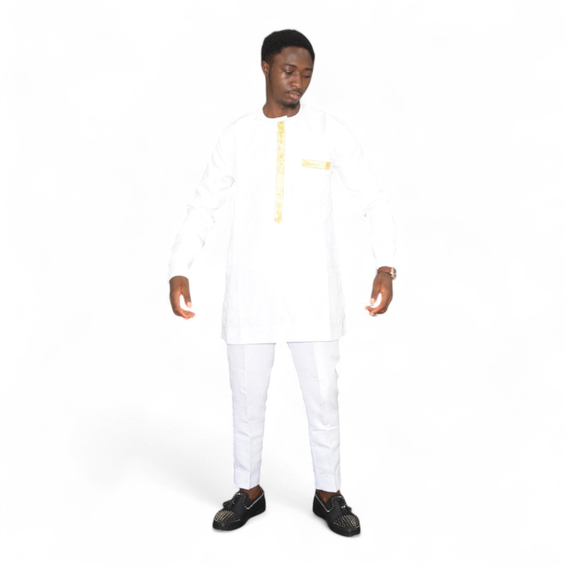 Senator Up & Down Fine Fabric White Large – luxury African menswear